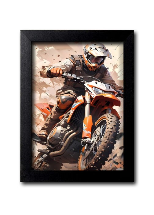 Blue Nexus Dirt Bike Rider A4 Size Wall Frame Action-Packed Motocross Poste Print for Bikers, Garage & Room Dco Gift for Racing Fans 1Cmb373