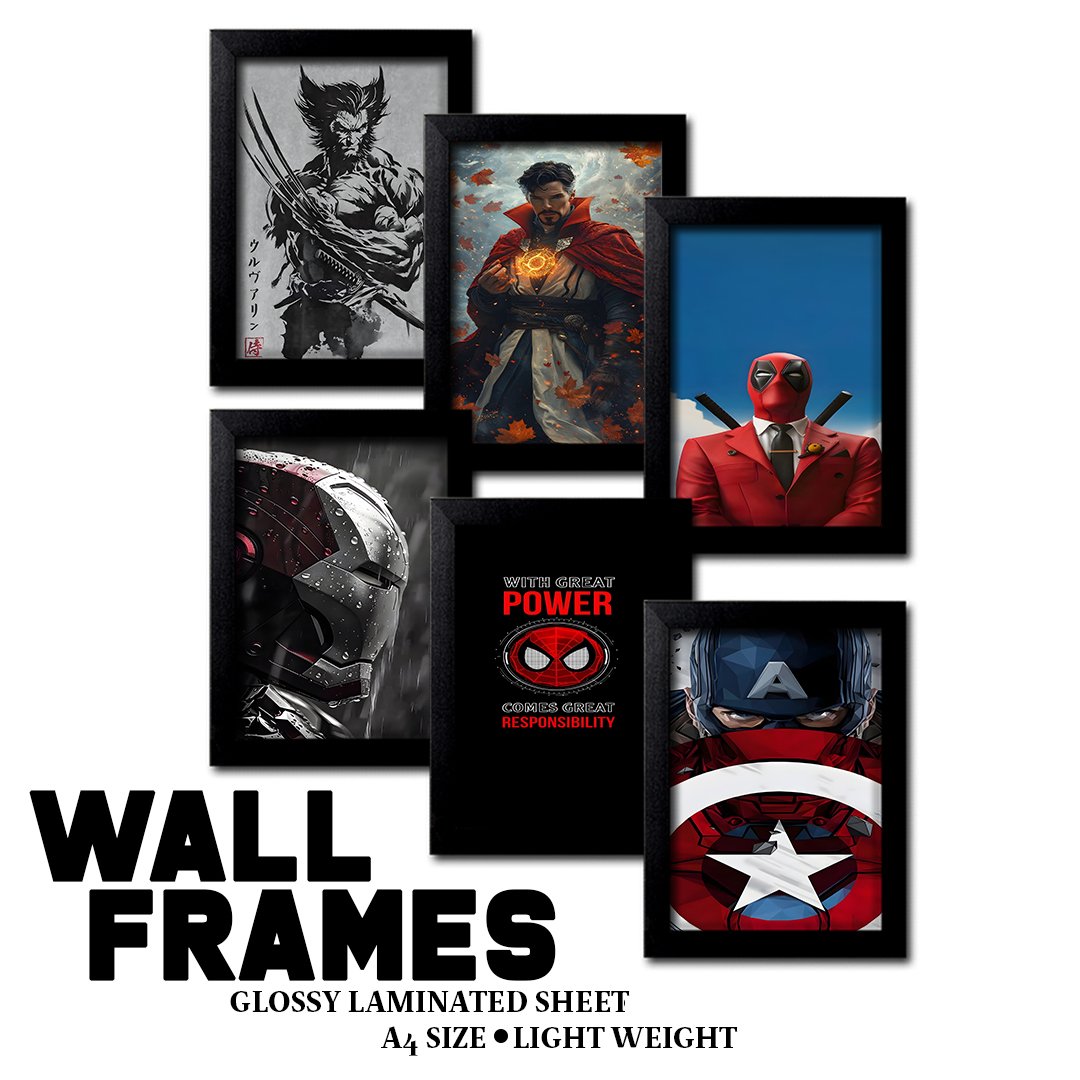 Blue Nexus A4 Marvel Superhero Wall Frames – Glossy Laminated